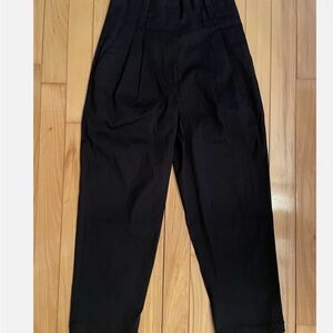 DEREK LAM 10 CROSBY Paper Bag Pants Black Trousers Pleated Linen Women's Size 20